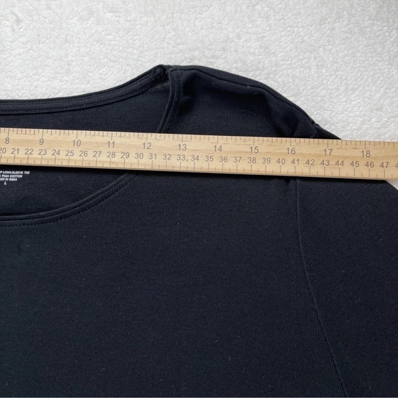 J.Jill Perfect Pima Black PULLOVER TUNIC TOP ~ SIZE L Pima Cotton Boho Lagenlook - Picture 4 of 9